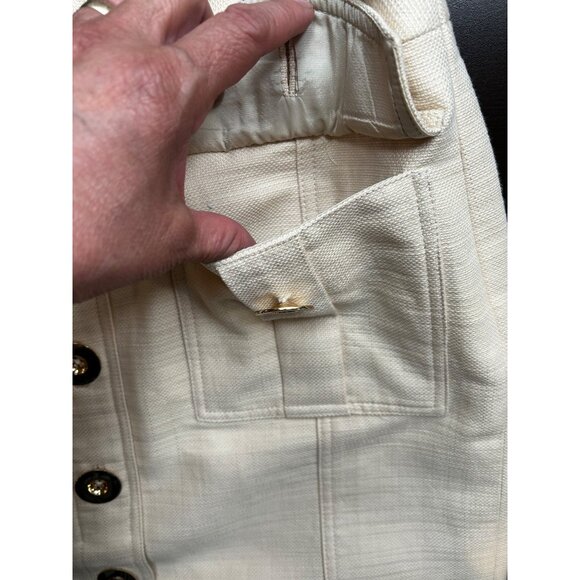 ETCETERA Beige Textured Modern Safari Utility Mini Skirt Cotton Linen Blend Sz 8 - Picture 7 of 11